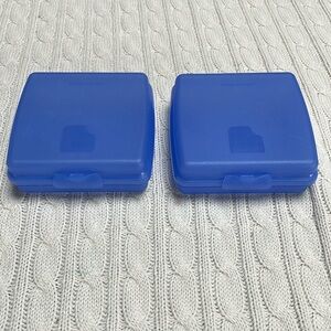 2 Tupperware sandwich containers Blue tab opening 3752D-4 Used Normal ware